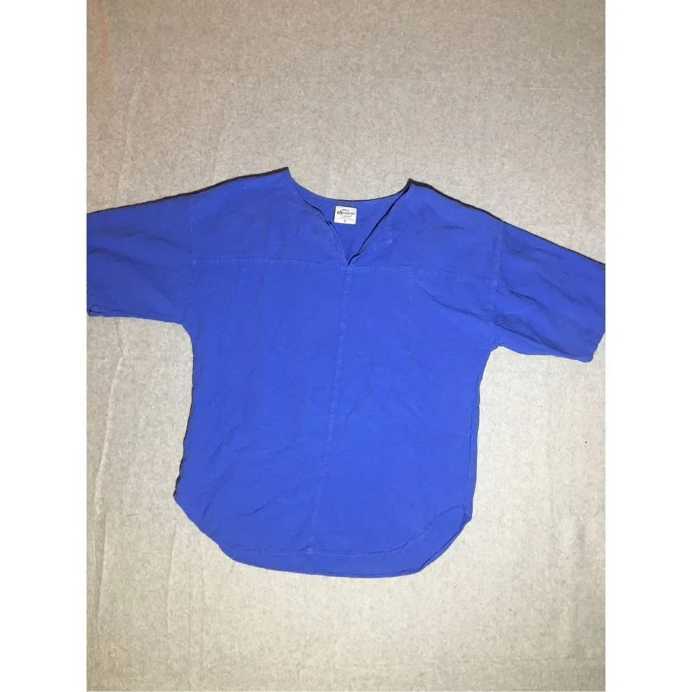 Womens Vintage Cottonseed Blouse Size Small 100% cotton Blue Made in USA